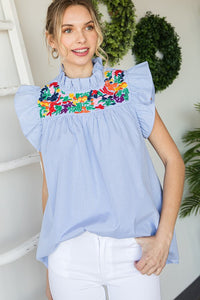 Total Bliss: Striped Embroidered Top