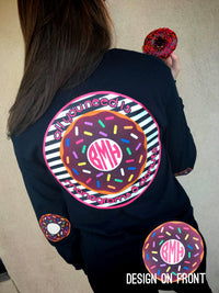 Donuts & Monograms Tshirt: Black/Sprinkles