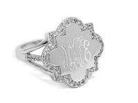 Quatrefoil Bling Monogram Ring