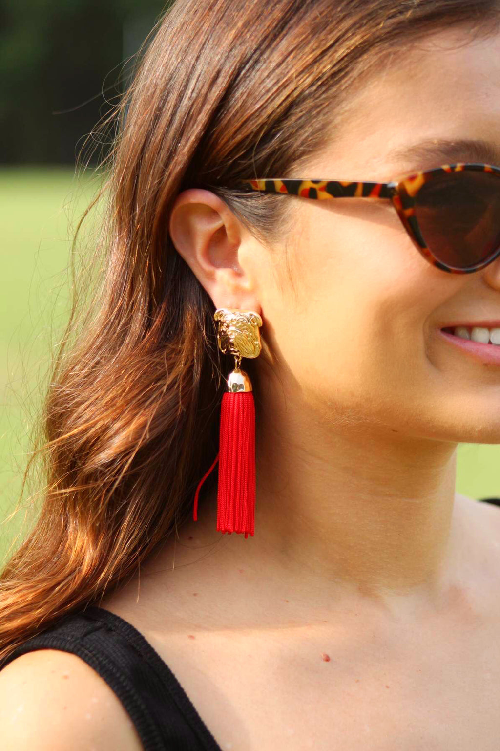 Between The Hedges: Bulldog Tassel Earrings