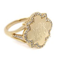 Quatrefoil Bling Monogram Ring