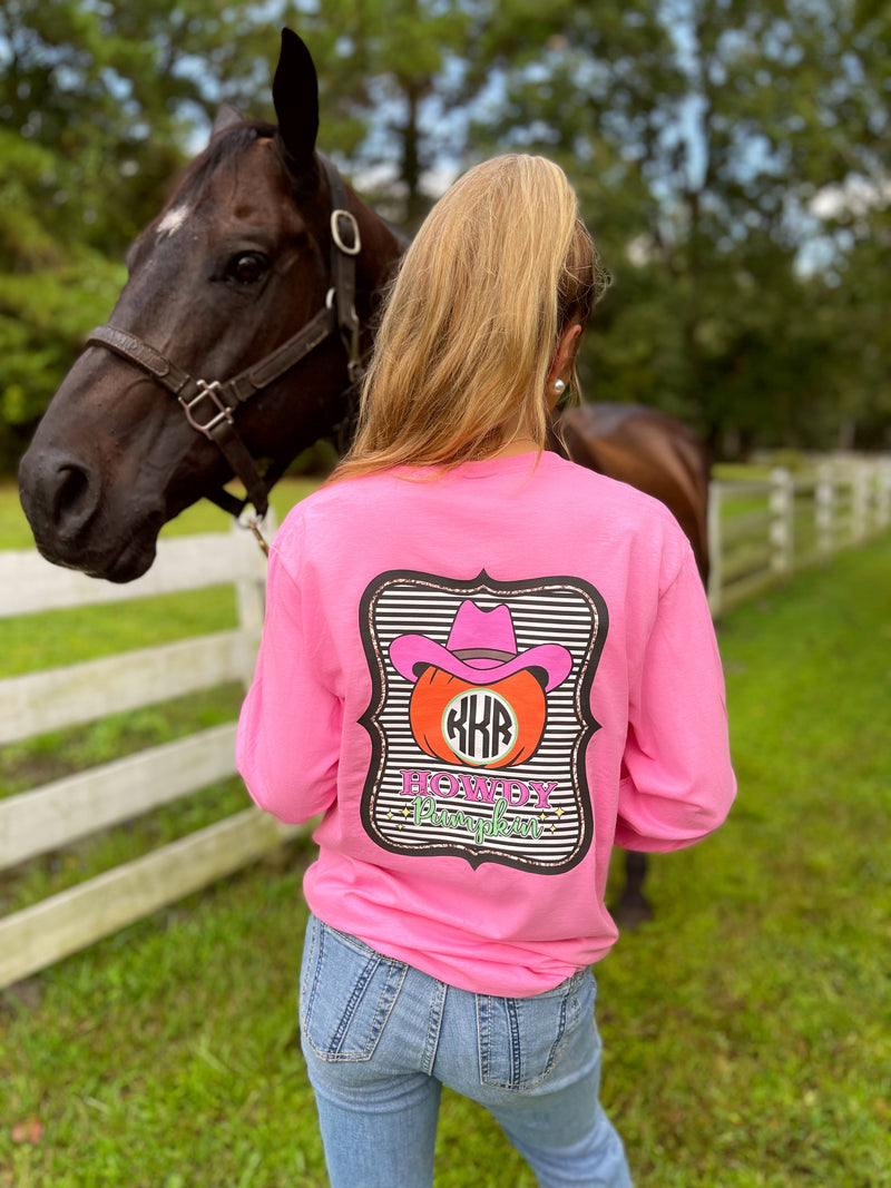 Howdy Pumpkin: Long Sleeve Monogram Tee