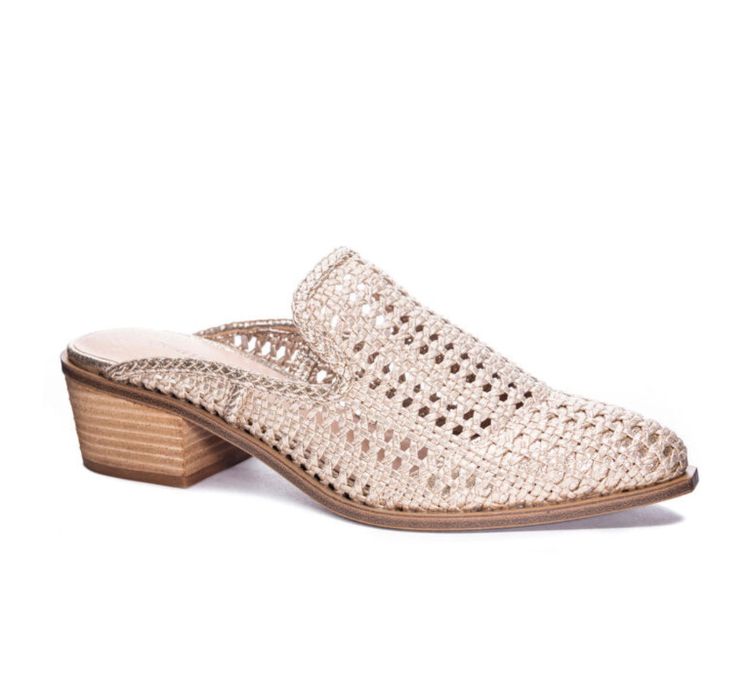 Mayflower: Woven Gold Mules