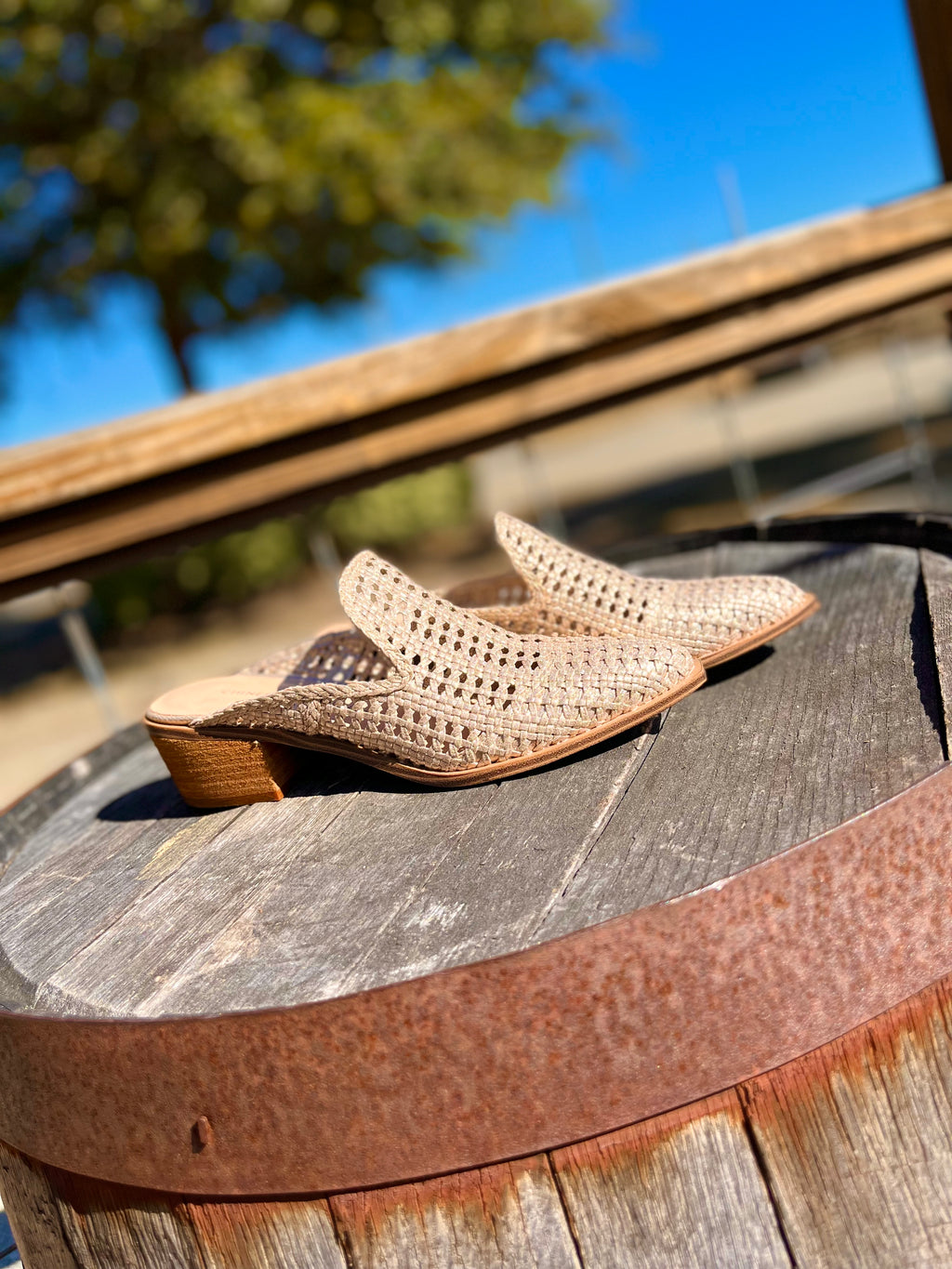 Mayflower: Woven Gold Mules