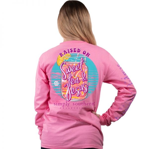 Simply Southern Long Sleeve TShirt: Tea/Flamingo