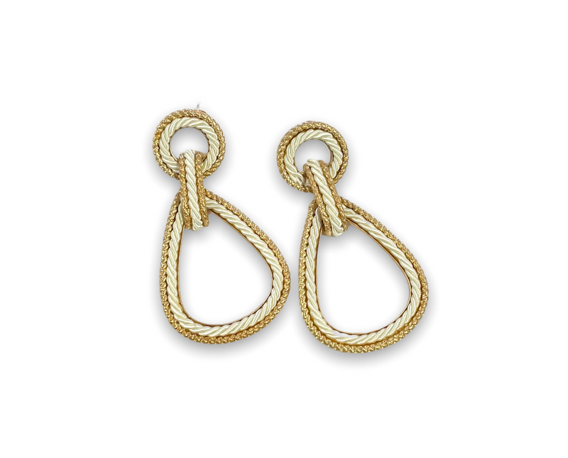 So Knot: Cream & Gold Drop Earrings