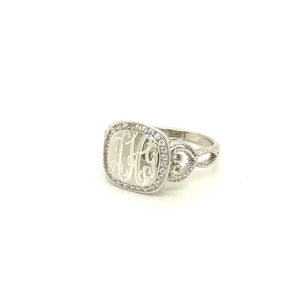 Evelyn: Sterling Silver Heart Loop Monogram Ring