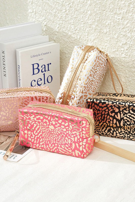 Glitter Leopard Cosmetic Bags