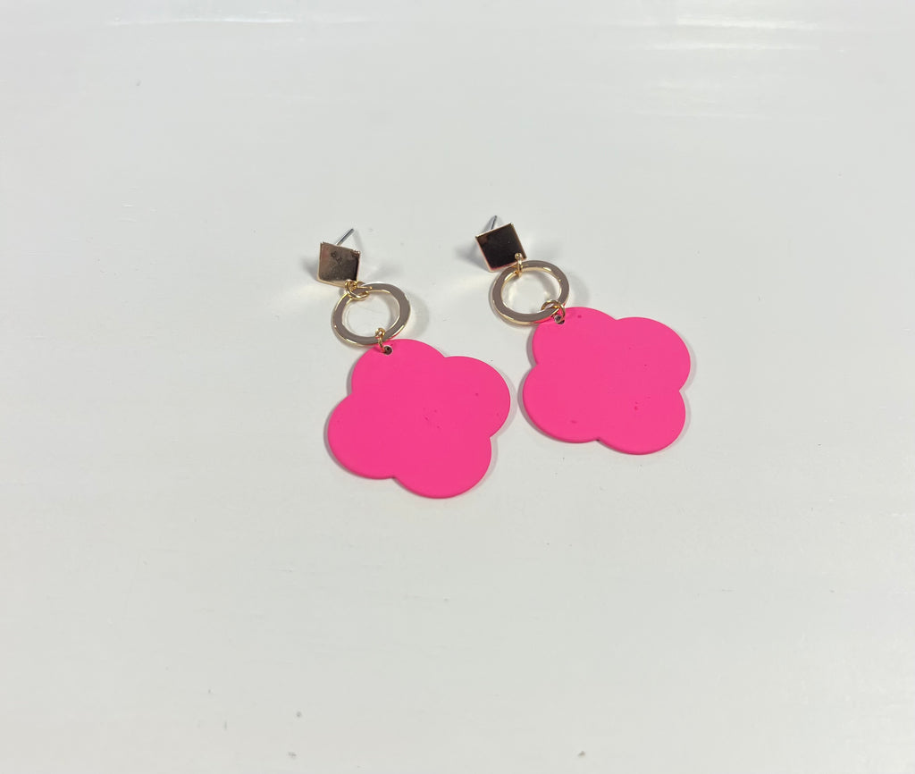 Color Coated Clover Earrings