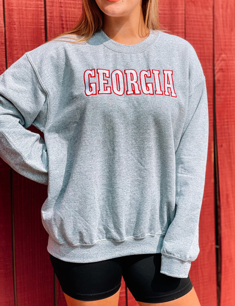 Georgia: Grey Embroidered Sweatshirt