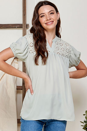 Happiness Over Everything: Ballon Short Sleeve Top
