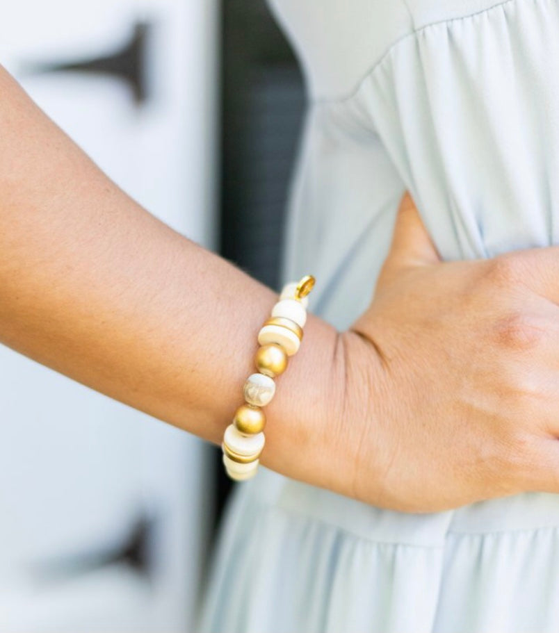 Stacking Bracelets: Gold Neutral/ Abstract Gold