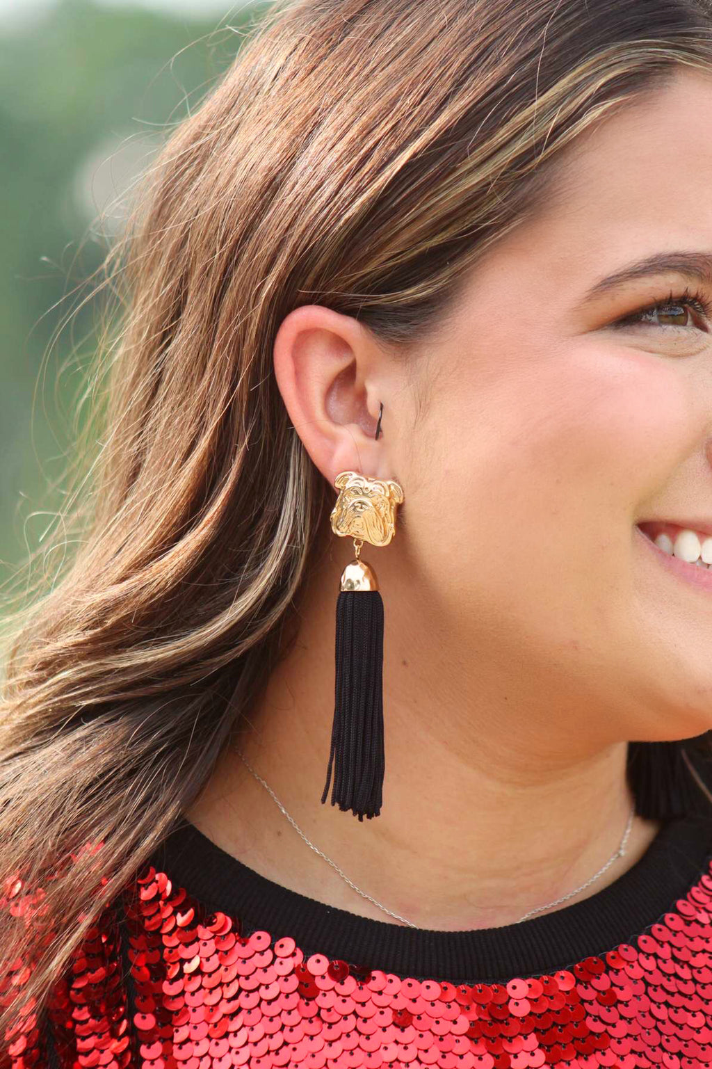 Between The Hedges: Bulldog Tassel Earrings