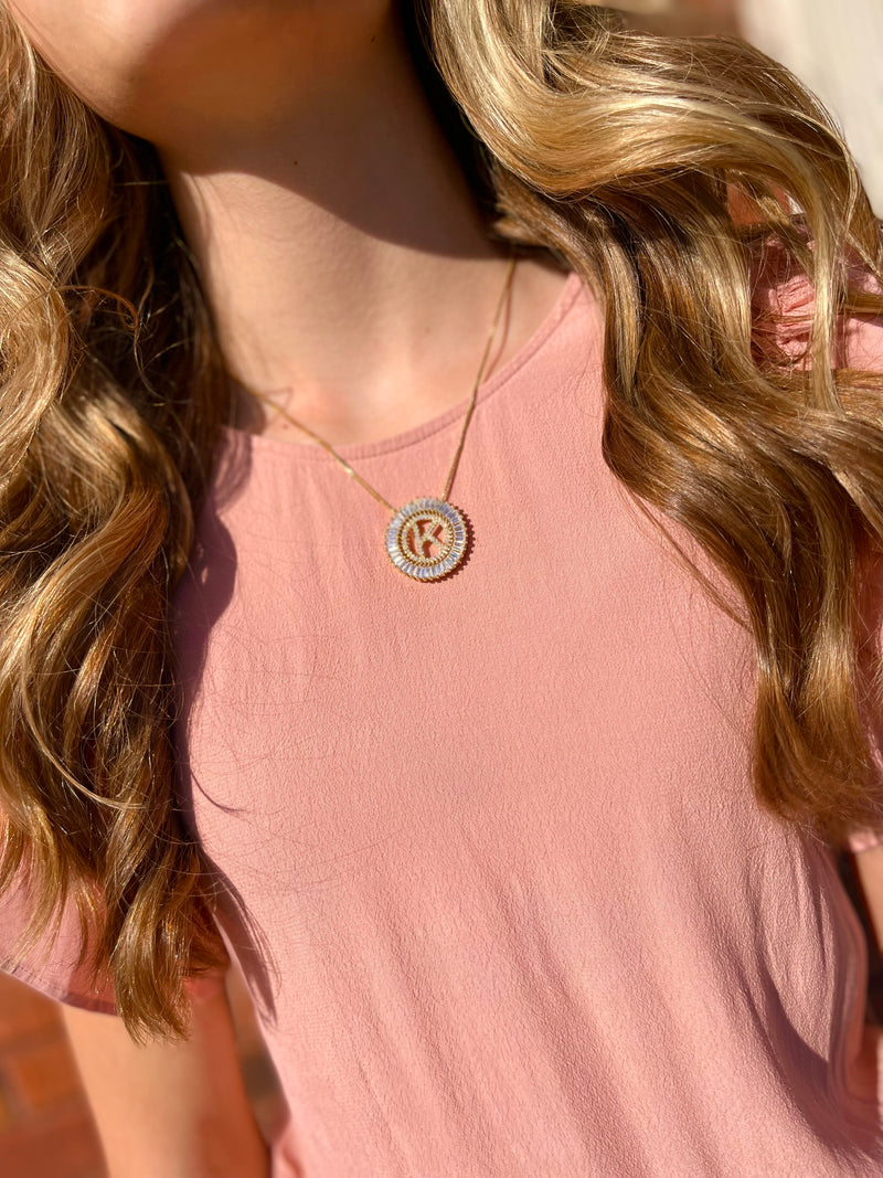 Never Worried: Round Initial Necklace