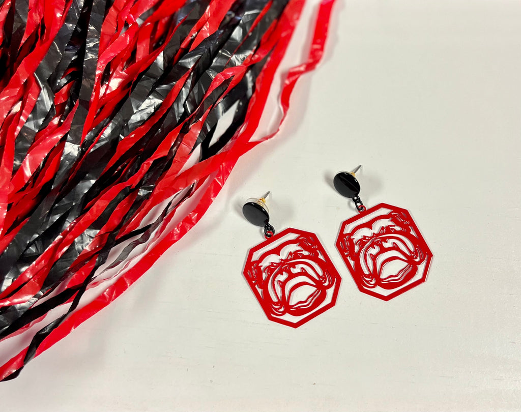 Dawgs On Top: Octagon Bulldog Earrings