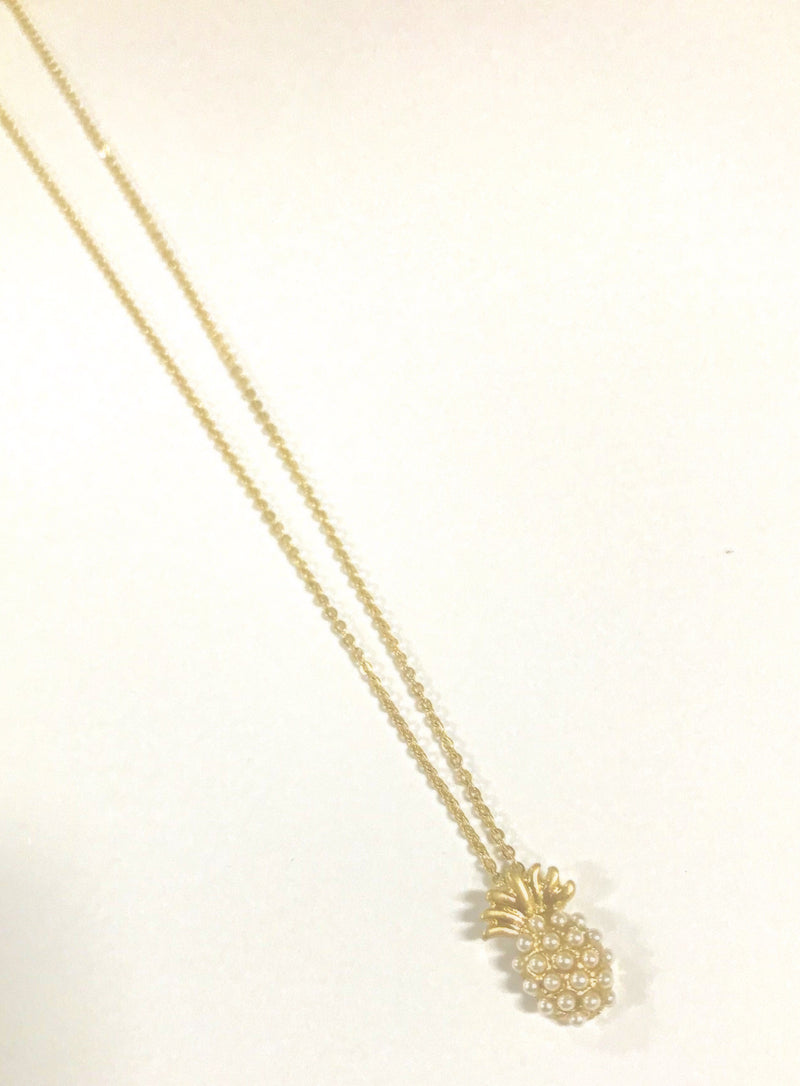Pineapple Pearl Gold Tone Necklace