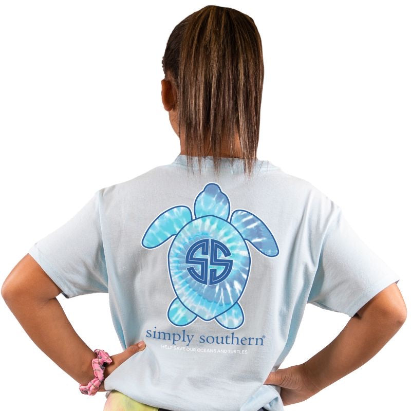 YOUTH Simply Southern Short Sleeve Tshirt: Logo/Blue Ice