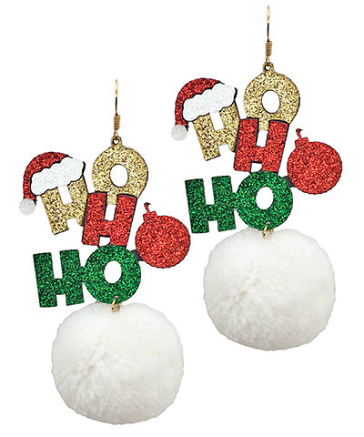 HO HO PomPom Earrings