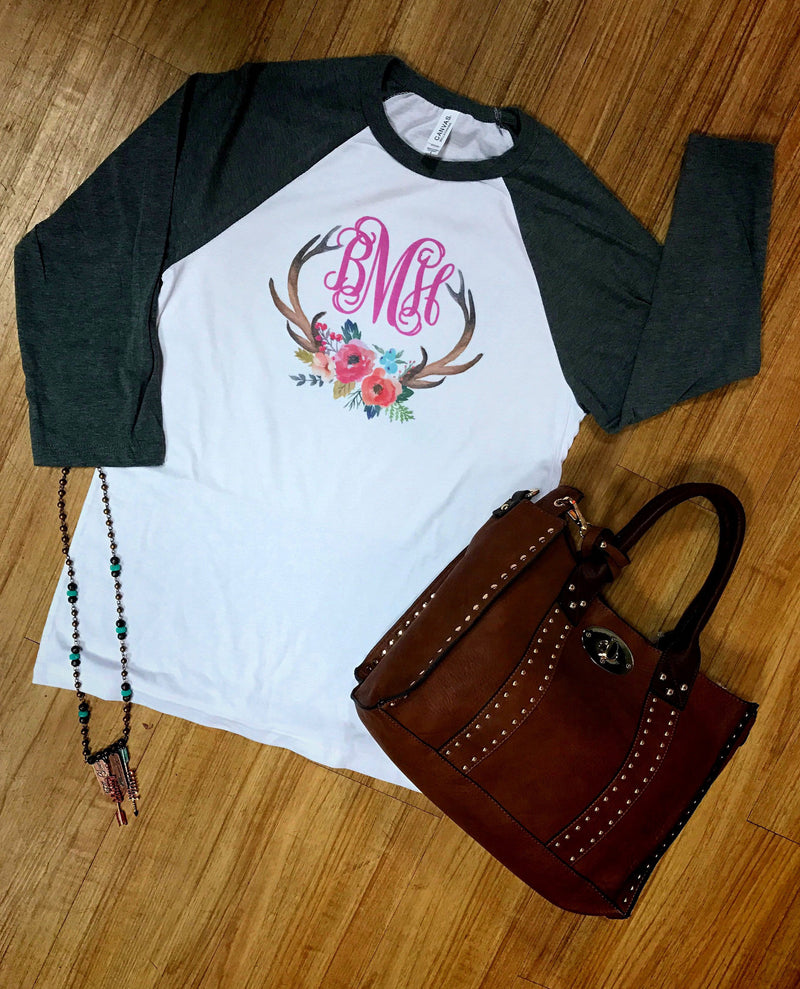 Simply Antler Monogram Baseball Tee