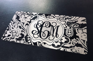 Monotone Metallic Monogram License Plate: Slate/Black