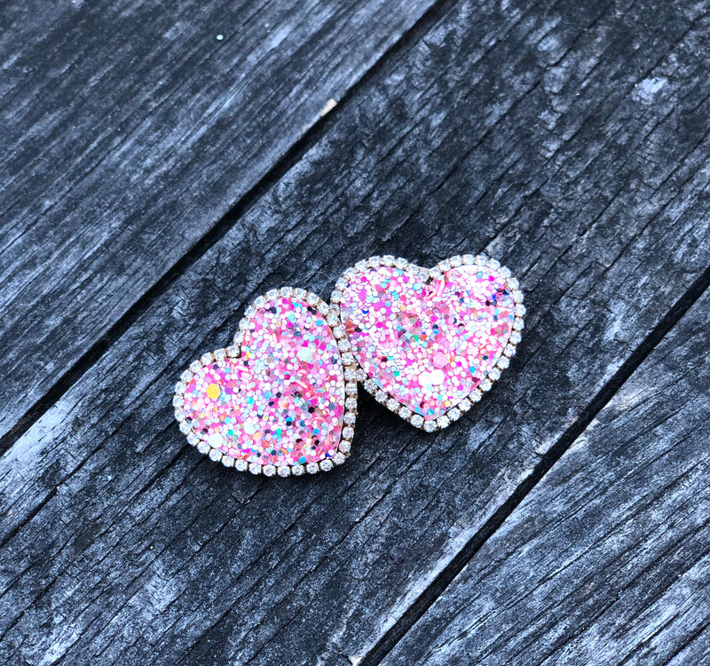 Madly In Love: Glitter Heart Studs
