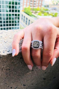 Luna: Rectangle Sterling Silver Monogram Ring