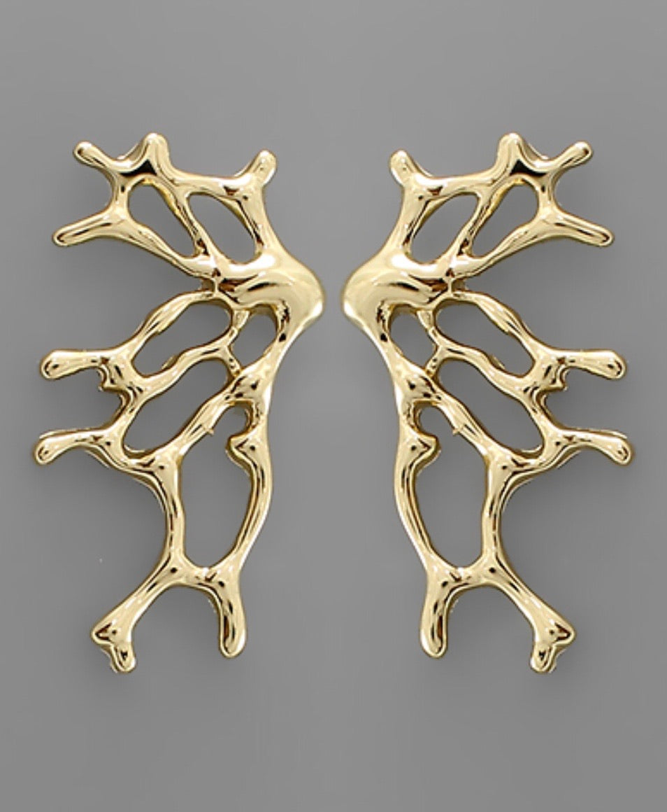 Find Me At The Beach: Gold Coral Earrings