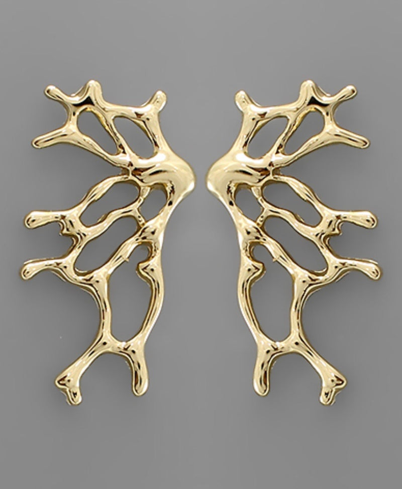 Find Me At The Beach: Gold Coral Earrings