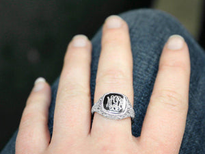 Delaney: Square Filigree Sterling Silver Monogram Ring