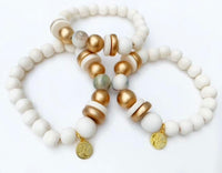 Stacking Bracelets: Gold Neutral/ Abstract Gold