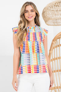 The Place To Be: Smocked Print Top