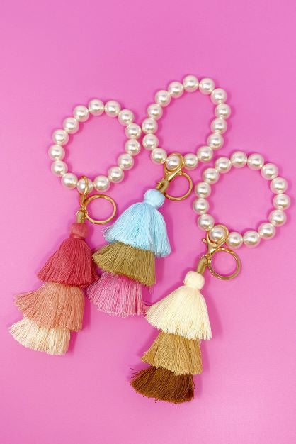 Pearl Stretchy Tassel Keychain