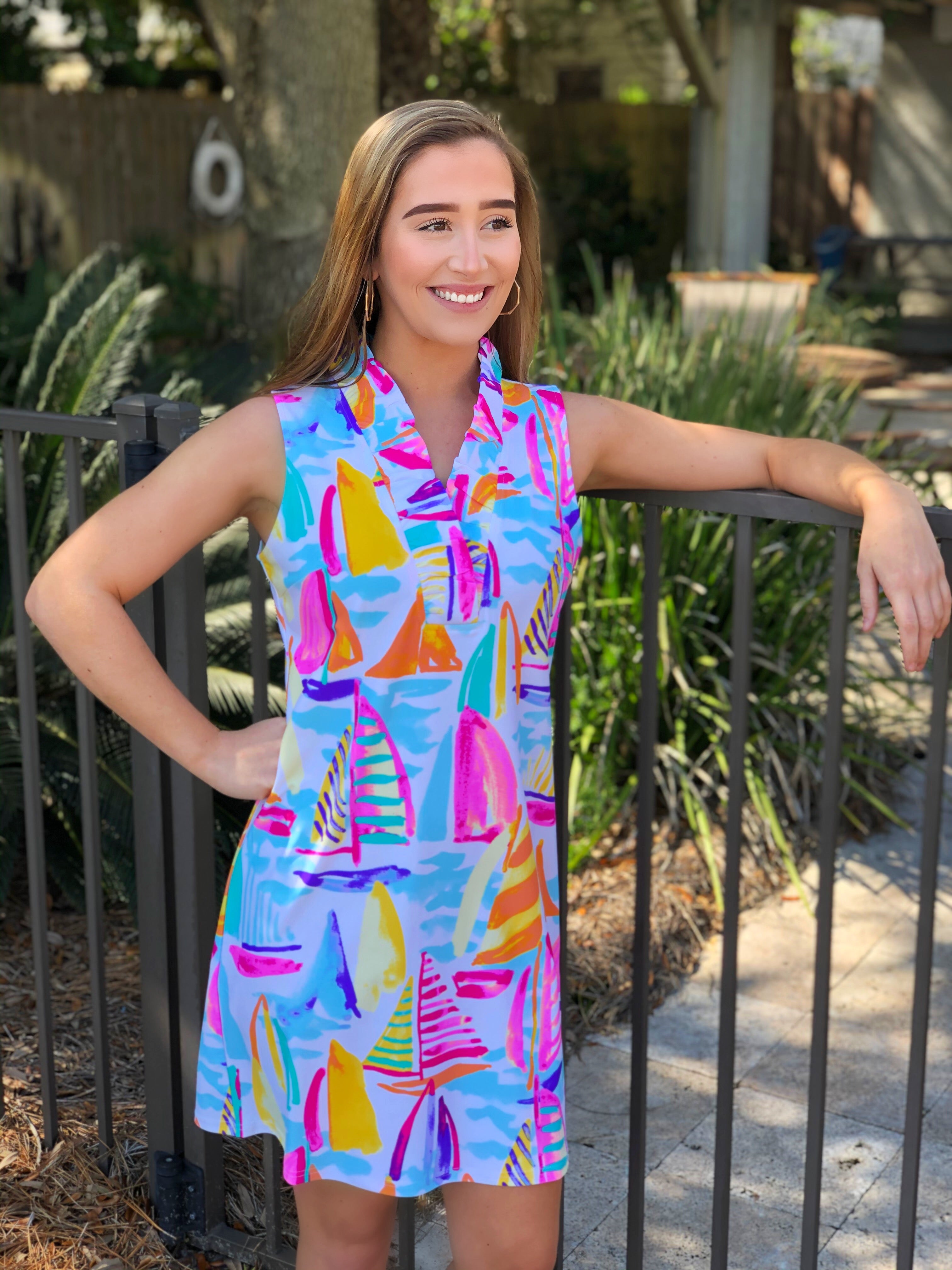 Aryeh: sleeveless Ruffle Neckline Dress KK's Aryeh: sleeveless Ruffle Neckline Dress KK's
