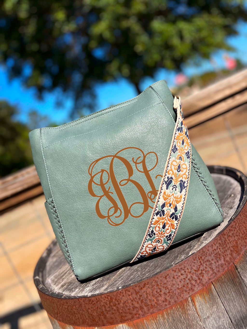 Izzy: Monogram Crossbody W/ Chain