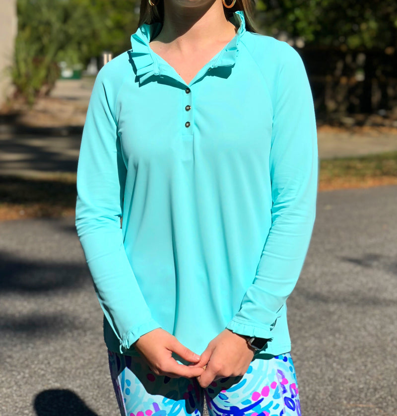Aryeh: Pleated Neck Polo Pullover