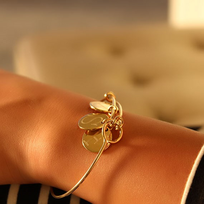 Amber: Monogram Adjustable Disc Bracelet