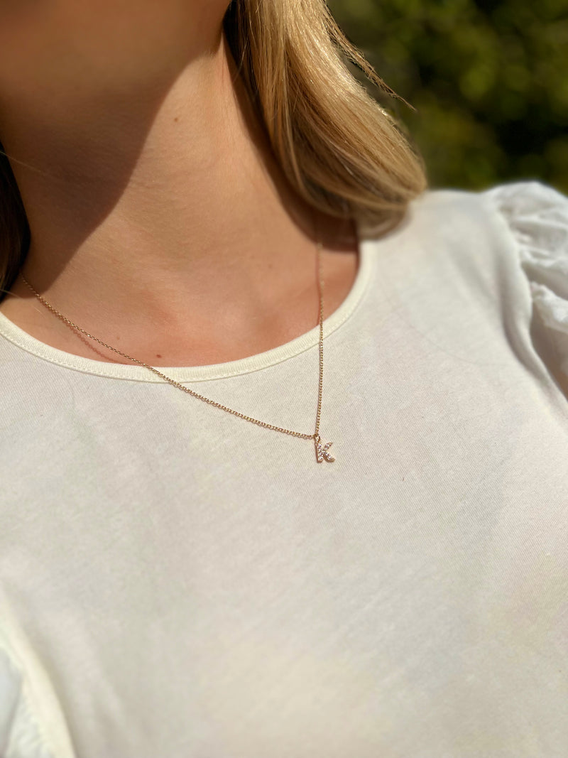 Beverly: Dainty Rhinestone Initial Necklace