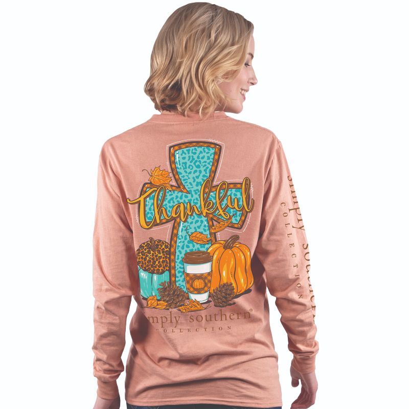Simply Southern Long Sleeve TShirt: Cross/ Cafe