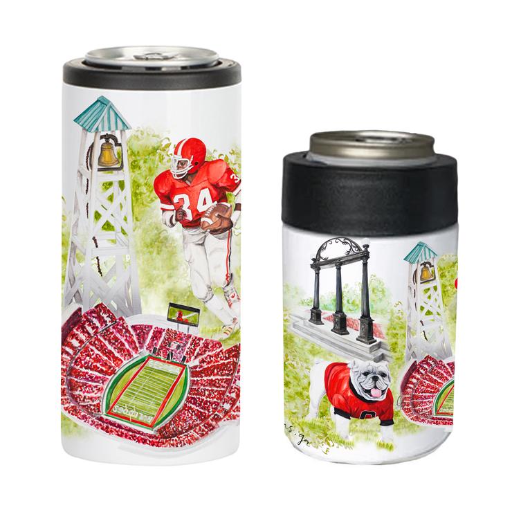 Bulldog Watercolor Can Coolers