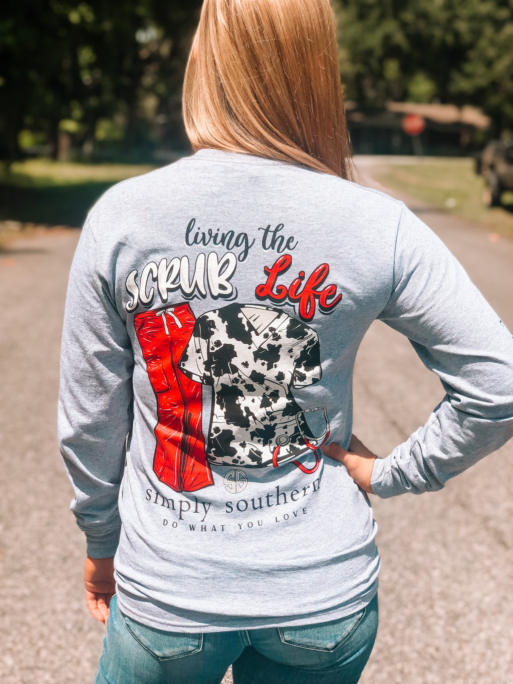Simply Southern Long Sleeve TShirt: Scrub/ Gray