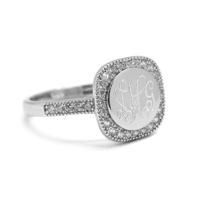 Siara: Monogram Sterling Silver Cushion Ring