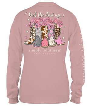 YOUTH Simply Southern Long Sleeve TShirt: Cowgirl Boots/ Suede