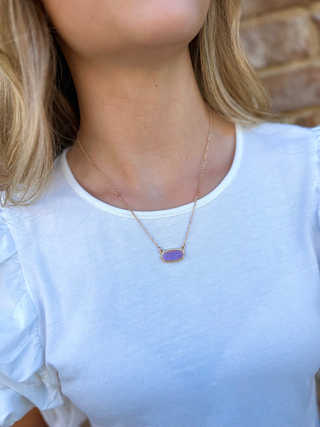 Blair: Oval Druzy Stone Necklace