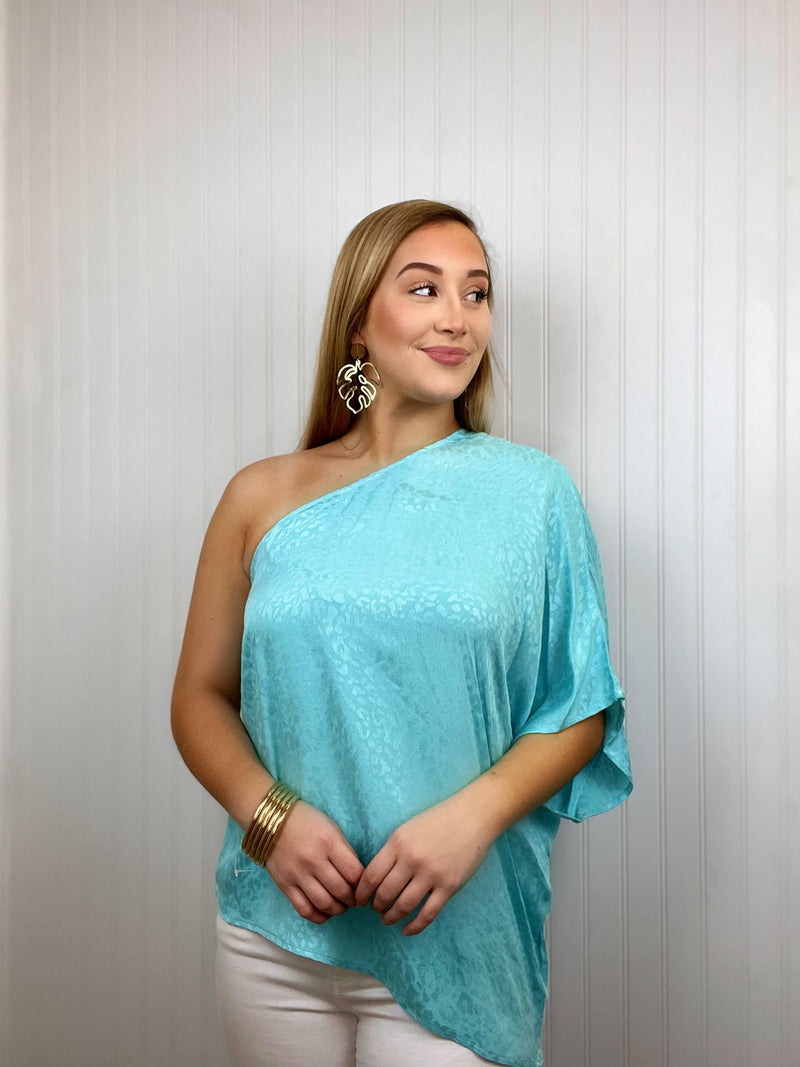 Athena: Leopard One Shoulder Top