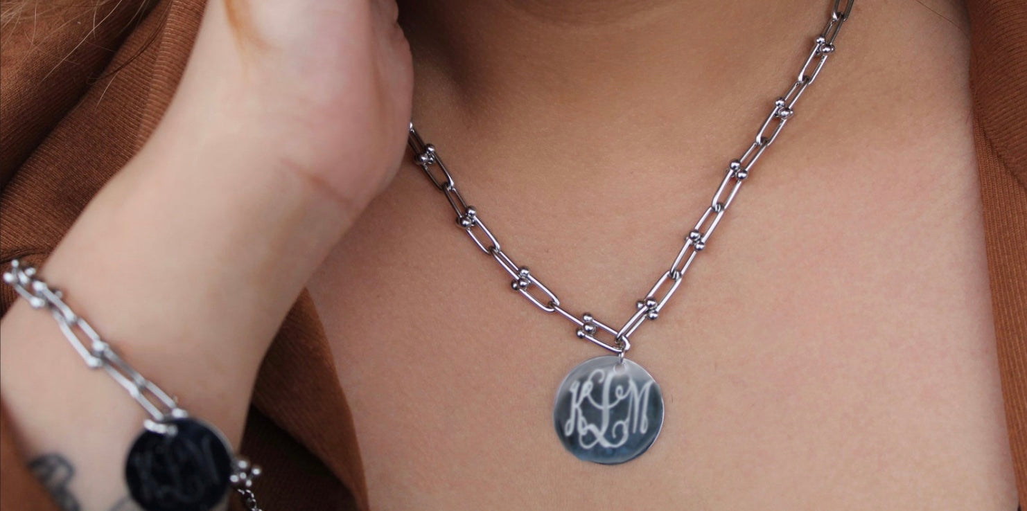 chain bracelet monogram necklace