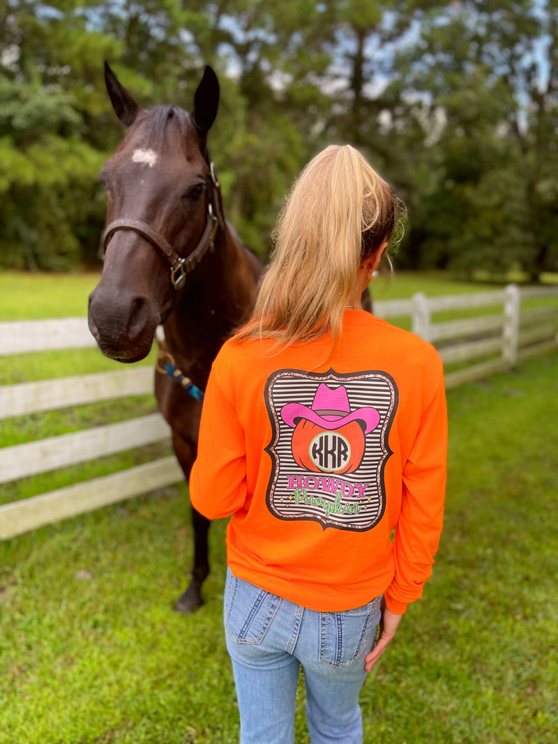 Howdy Pumpkin: Long Sleeve Monogram Tee