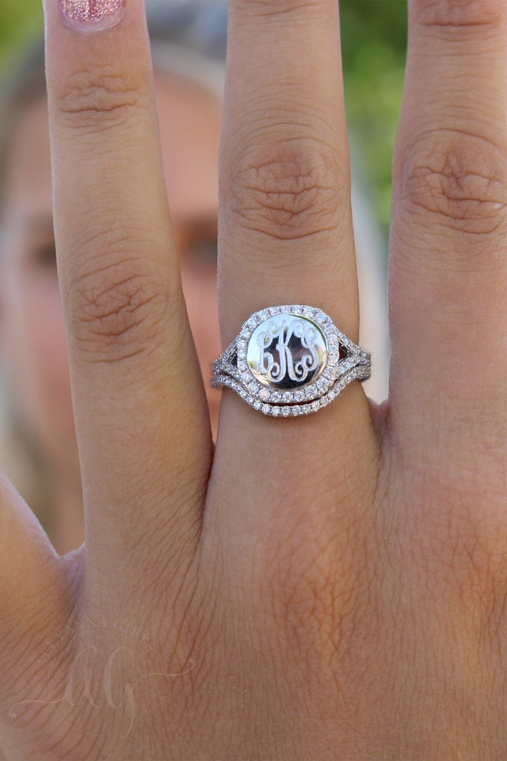 Kate: Stackable Sterling Silver Monogram Ring