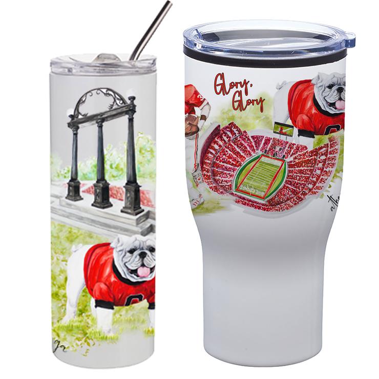 Bulldog Tumblers: Stainless Steal Watercolor