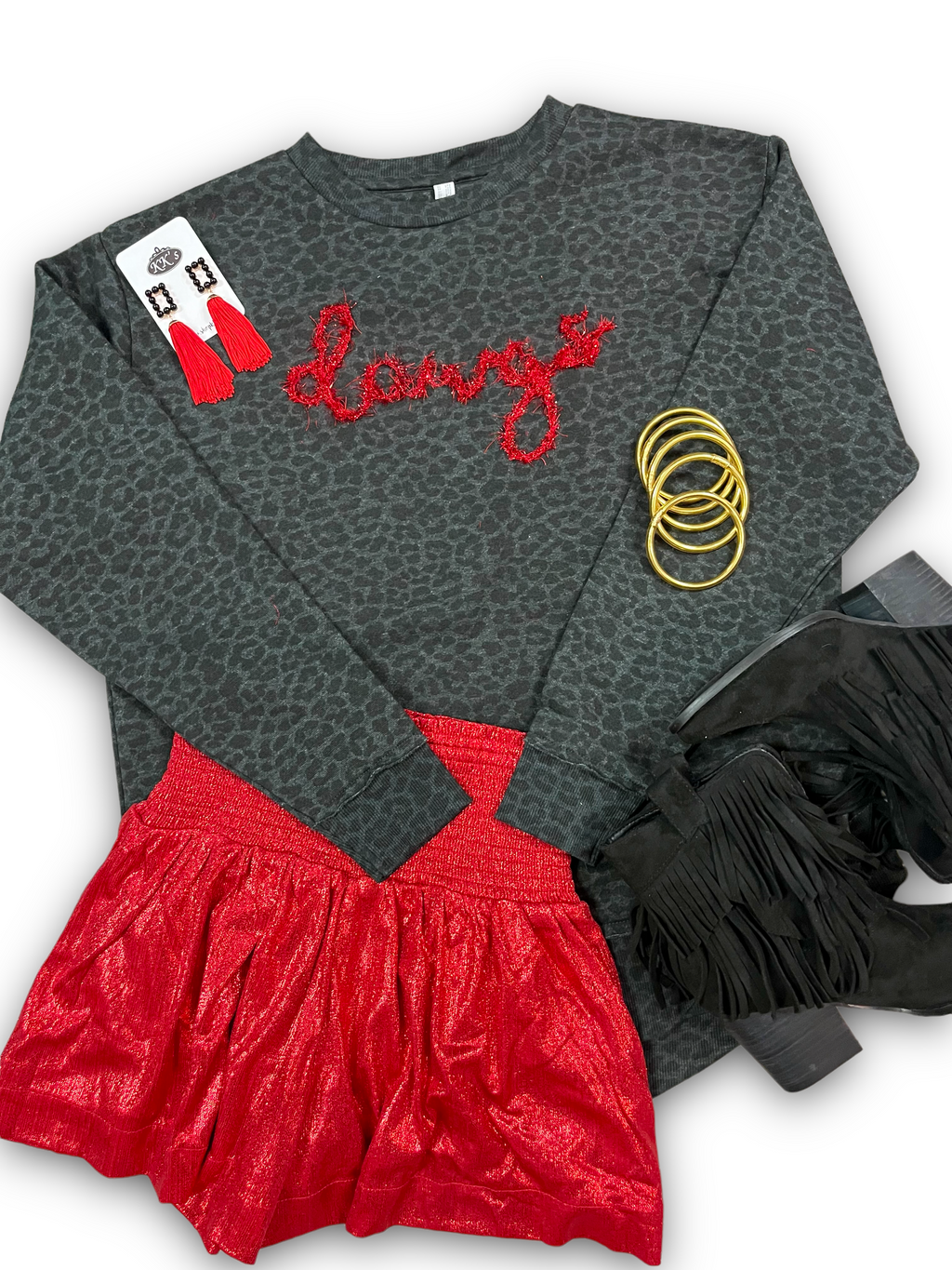 DAWGS: Sparkle Chenille Monogram Leopard Sweatshirt