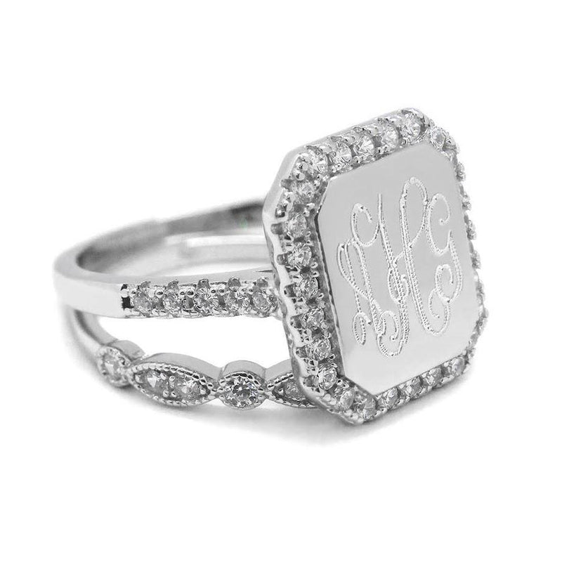 Avery: Monogram Stackable Rectangle Ring